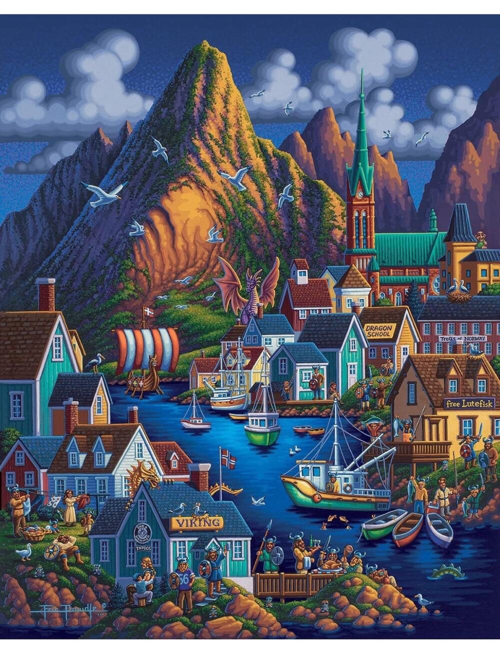 Dowdle Folk Art Jigsaw Puzzle - Norway - 500 Piece NEW 888584